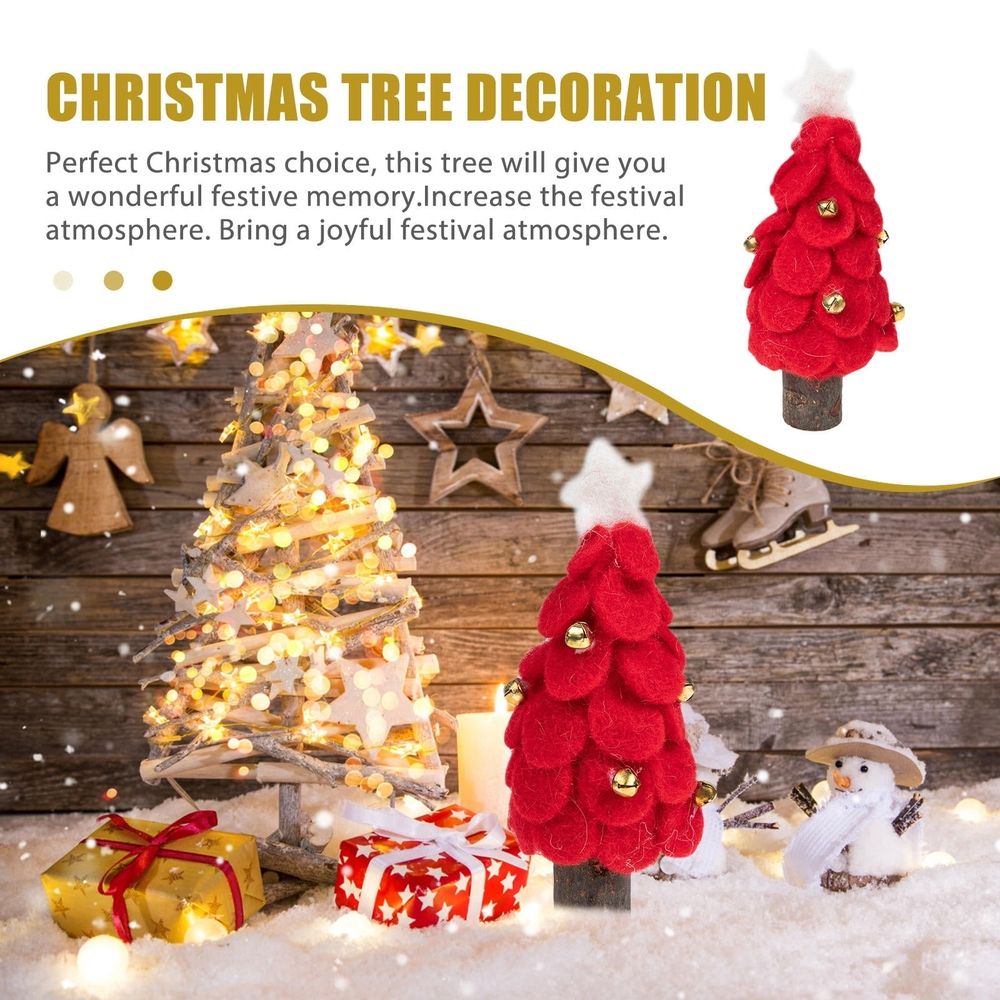 Desktop Tree Felt Christmas Tree Figurine Red Wool Felt 1Pack