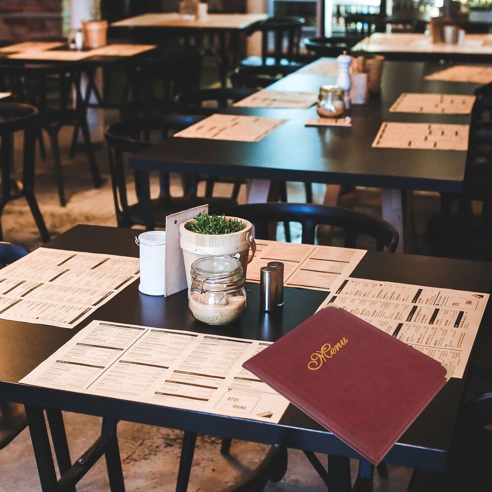 1Pc Restaurant Menu Book Red Durable Folder with Slide in Page Design and Rounded Corners