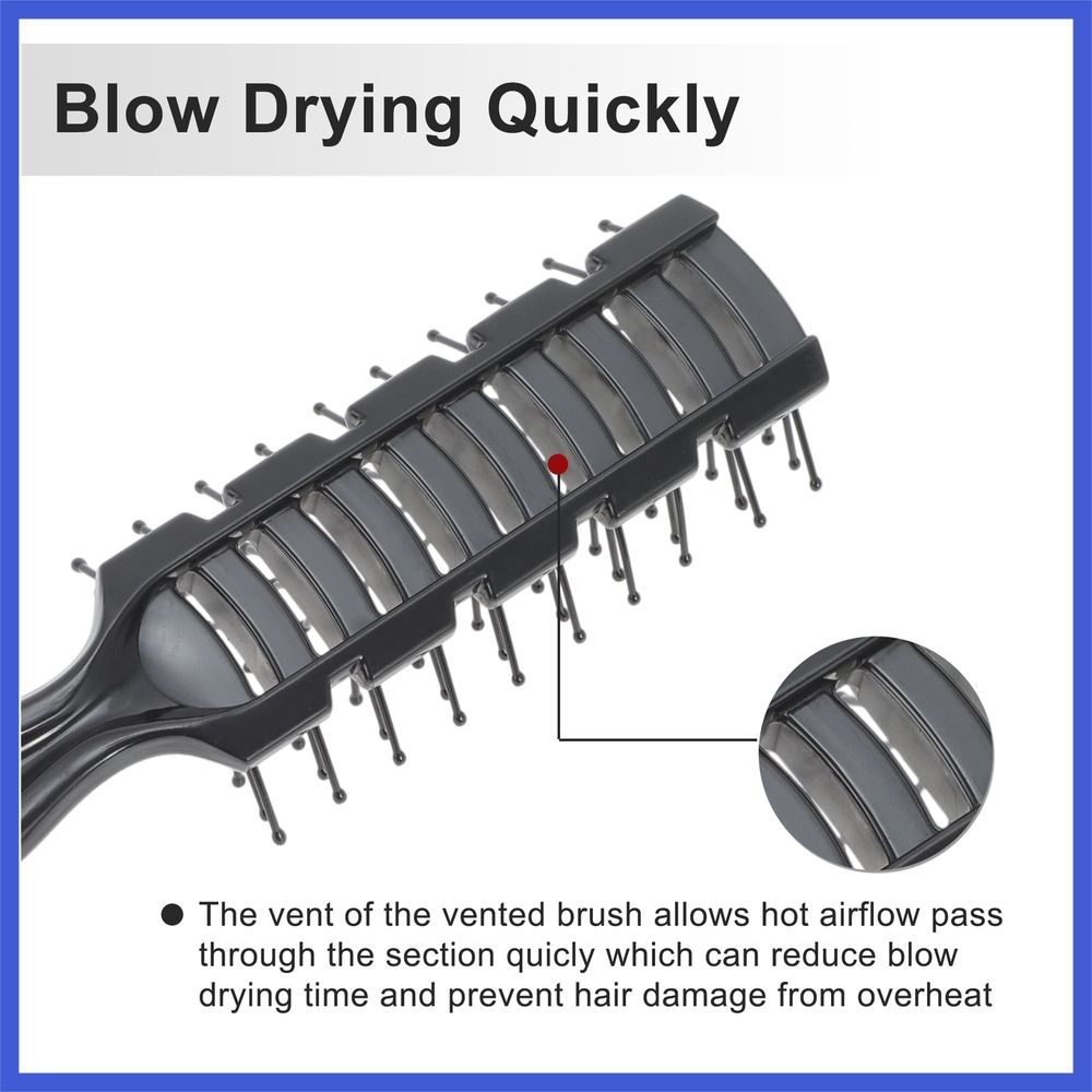 Vented Hair Brush Styling Brush with Ball-Tipped Bristles Vent Brush for Blow Drying Wet Short Curly or Straight Hair Hair Brushes for Men and Women Black