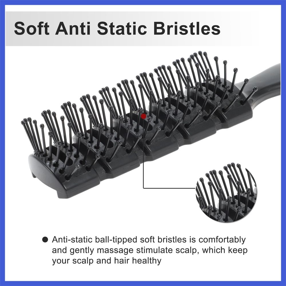 Vented Hair Brush Styling Brush with Ball-Tipped Bristles Vent Brush for Blow Drying Wet Short Curly or Straight Hair Hair Brushes for Men and Women Black