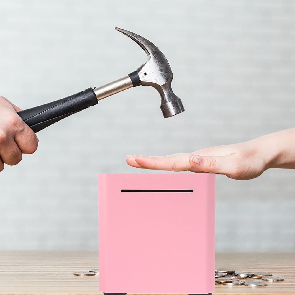 Stainless Steel Bank for Adults and Teens, Money Saving Box for Home and Office