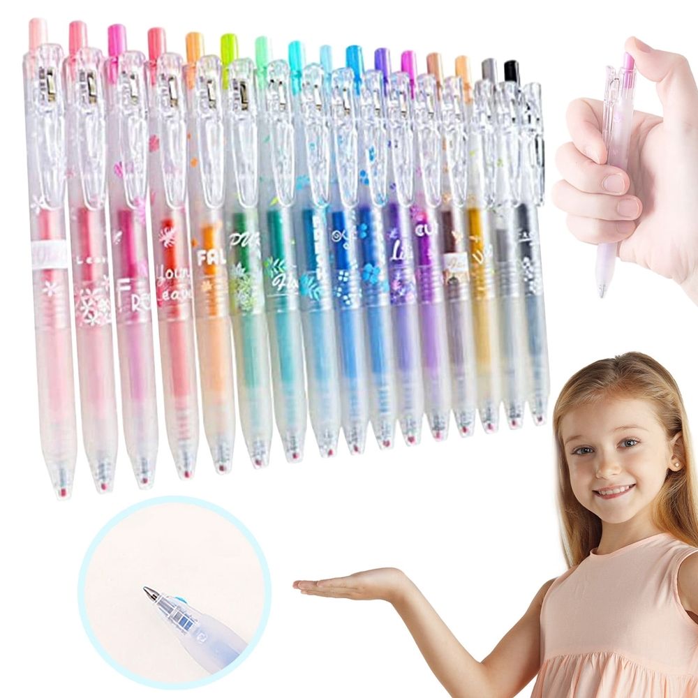 Glitter Gel Pens Set of 16, Glitter Pens Fine Tip Art Markers Set, Smooth Rollerball Tip, Art and Stationery Supplies