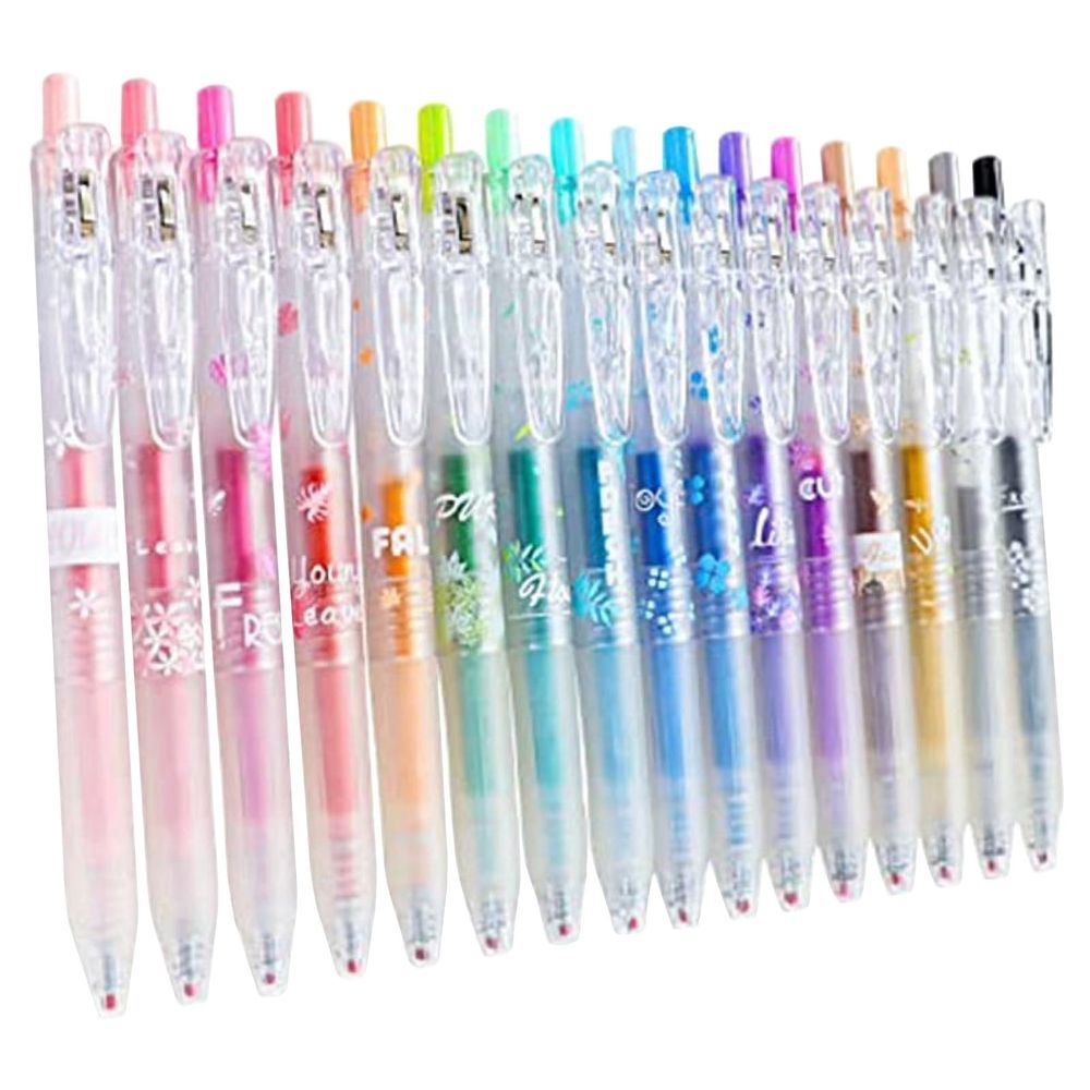 Glitter Gel Pens Set of 16, Glitter Pens Fine Tip Art Markers Set, Smooth Rollerball Tip, Art and Stationery Supplies