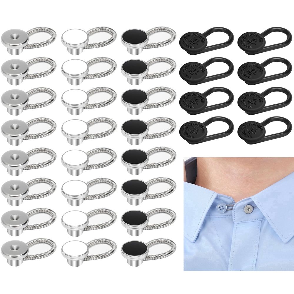 32 PCS Shirt Collar Button Extenders, Neck Collar Expander for Men Dress Shirts