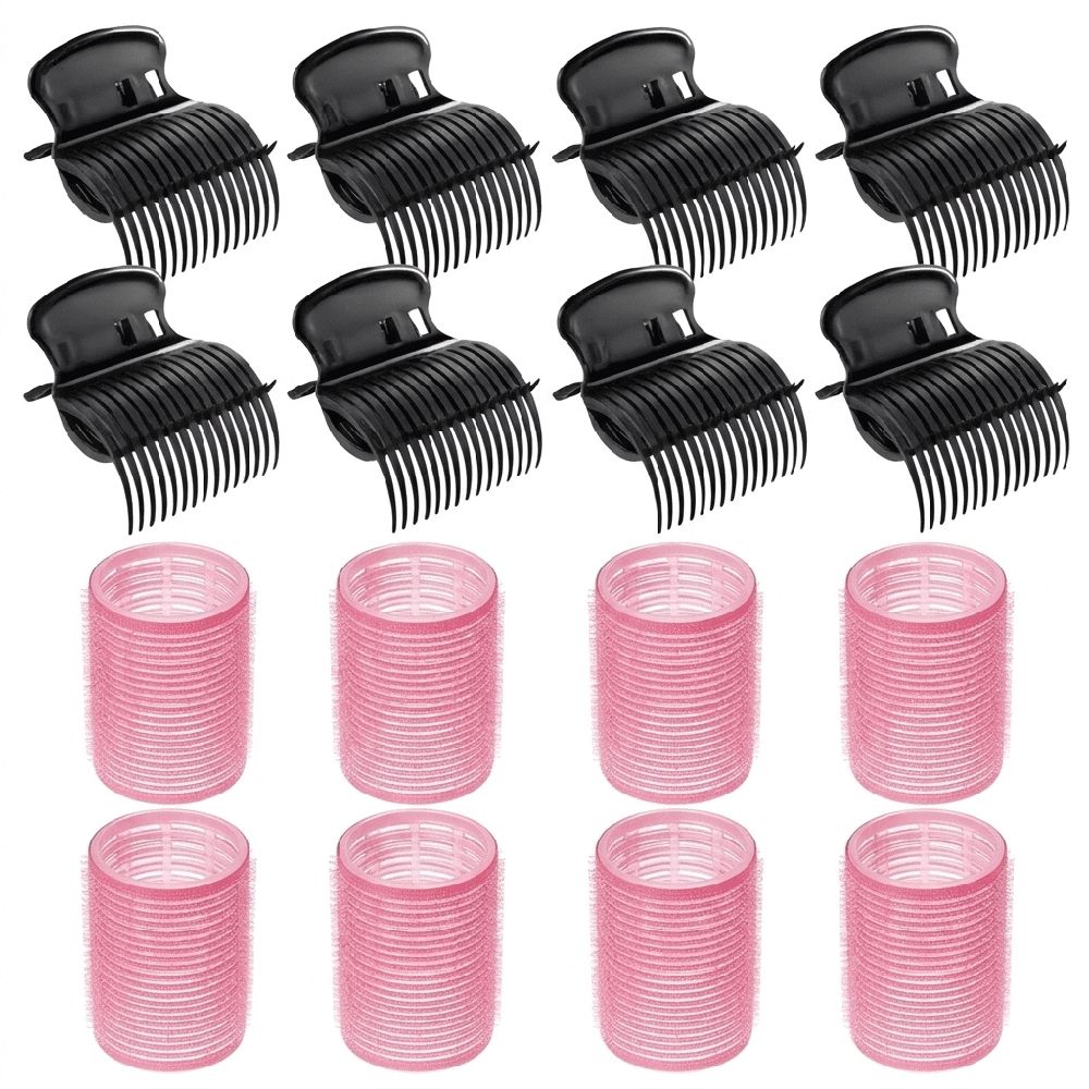 ROSEXIXI 16Pcs Hair Rollers Set, Heat Resistant Insulated Clips Hot Rollers, Universal Hair Styling Accessories for Women Medium Long Hair DIY Home Use