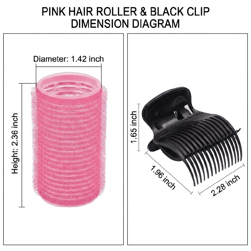 ROSEXIXI 16Pcs Hair Rollers Set, Heat Resistant Insulated Clips Hot Rollers, Universal Hair Styling Accessories for Women Medium Long Hair DIY Home Use