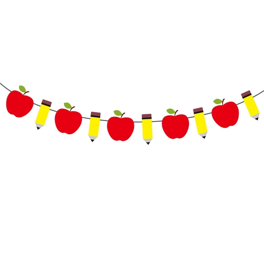 Back To School Garland 10 Feet Pencil Banner for Classroom Ideal Back To School Decoration Solution No DIY Needed, 17.3X6 cm, Red