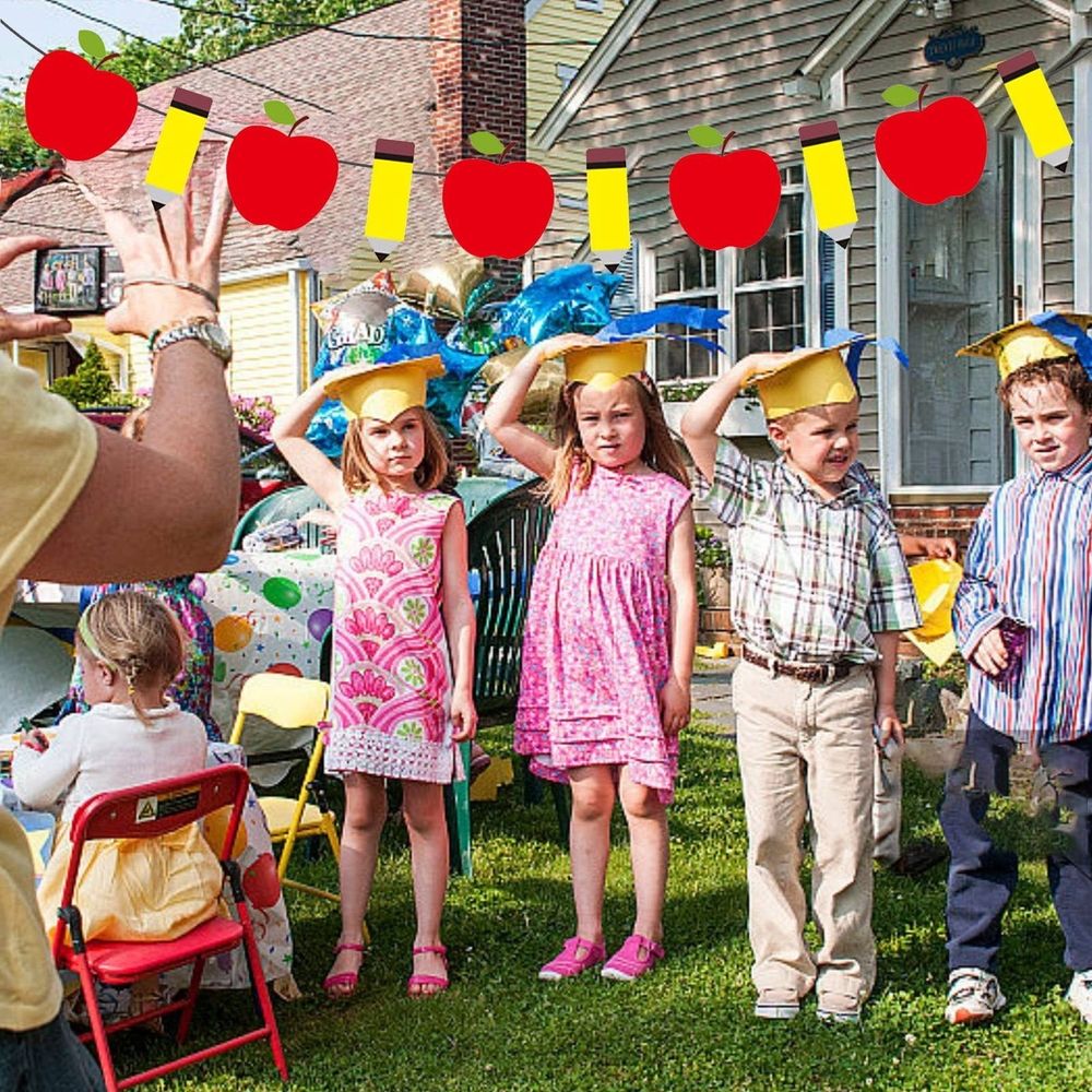 Back To School Garland 10 Feet Pencil Banner for Classroom Ideal Back To School Decoration Solution No DIY Needed, 17.3X6 cm, Red