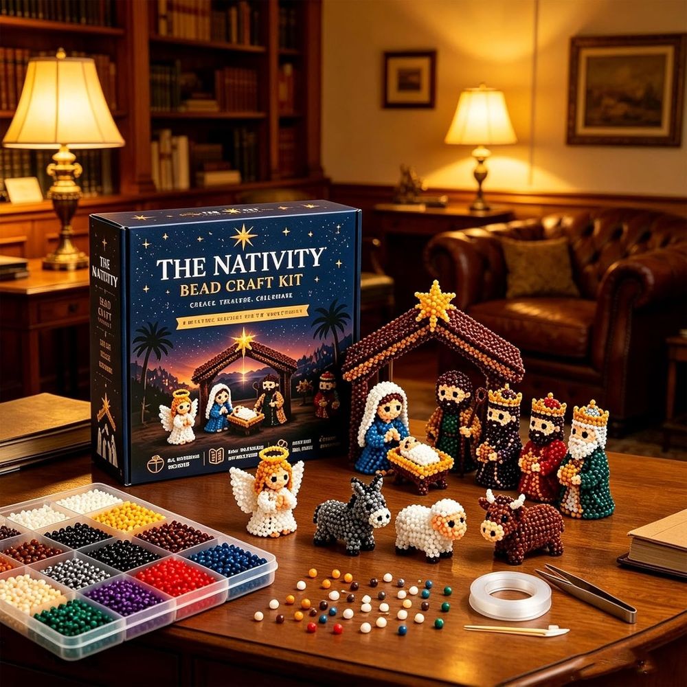 the Nativity Bead Craft Kit,Fun Christmas Nativity 3D Bead Craft Kit,Diy Bead Religious Scene Set,Handmade Christmas Decorations Family Craft Gift Family Craft Gift 3D Beaded Kit