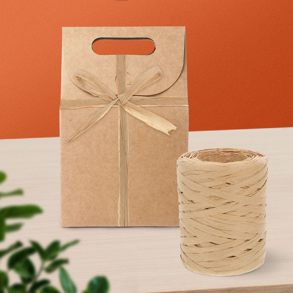Phalaenopsis Paper Rope Raffia Wrapping Ribbon for Packaging, Multifunctional Craft Ribbon, 2 Rolls Set