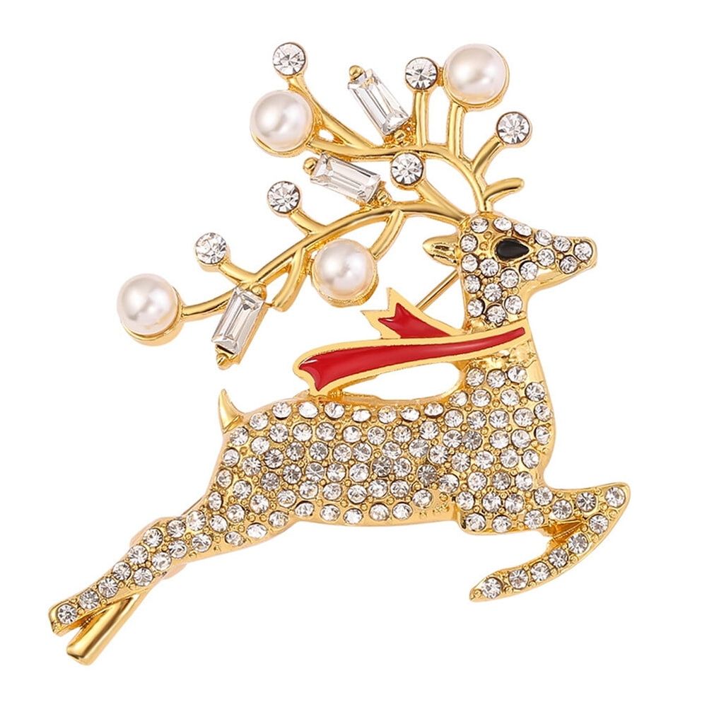 Vintage Christmas Deer Brooch Pin, Stylish Holiday Party Accessory for Men, Festive Seasonal Jewelry