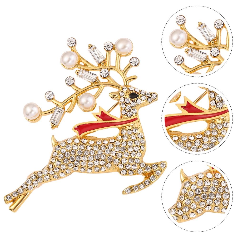 Vintage Christmas Deer Brooch Pin, Stylish Holiday Party Accessory for Men, Festive Seasonal Jewelry