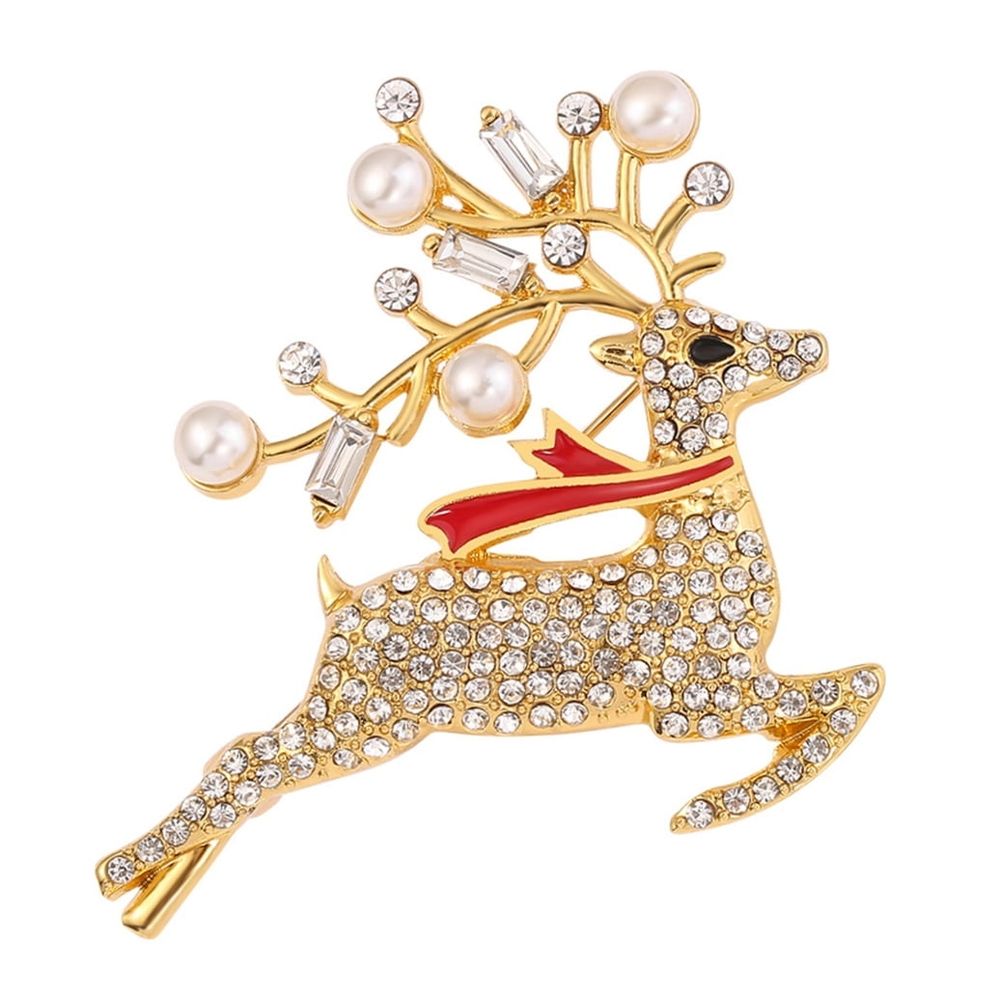 Vintage Christmas Deer Brooch Pin, Stylish Holiday Party Accessory for Men, Festive Seasonal Jewelry