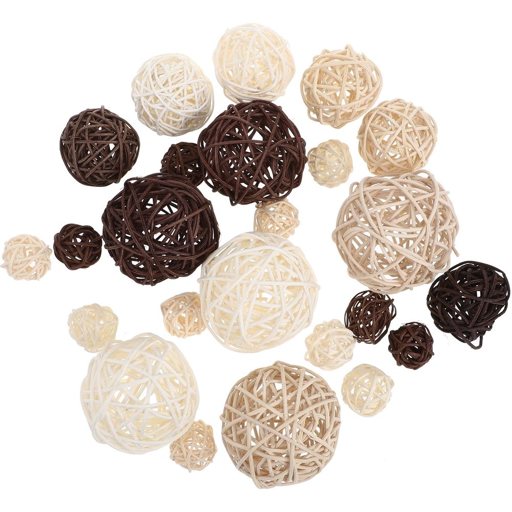 vine decor 24pcs Nature Wicker Rattan Decorative Orbs Vase Fillers Christmas Tree Ornaments Wedding Hanging,2.76"X2.76"X2.76