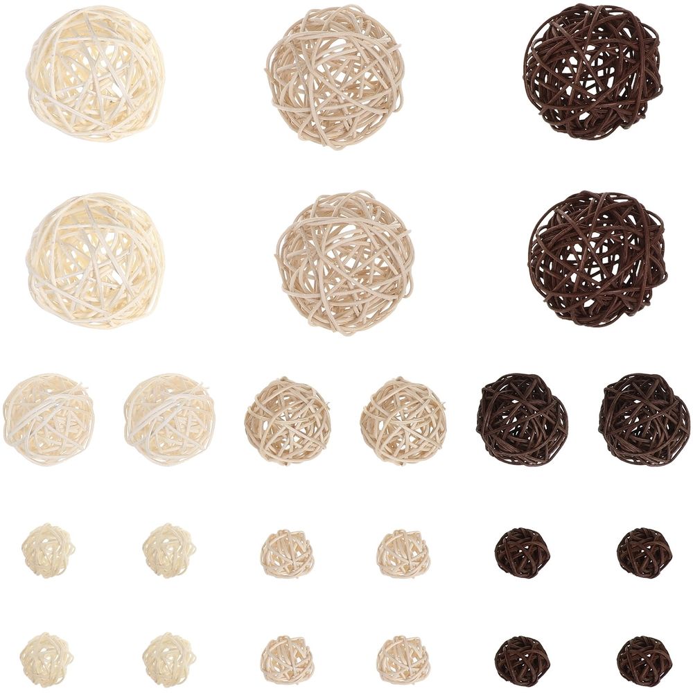 vine decor 24pcs Nature Wicker Rattan Decorative Orbs Vase Fillers Christmas Tree Ornaments Wedding Hanging,2.76"X2.76"X2.76