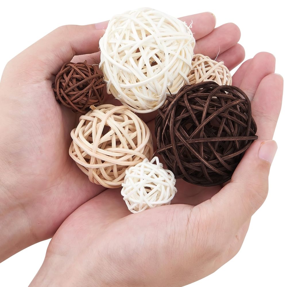 vine decor 24pcs Nature Wicker Rattan Decorative Orbs Vase Fillers Christmas Tree Ornaments Wedding Hanging,2.76"X2.76"X2.76
