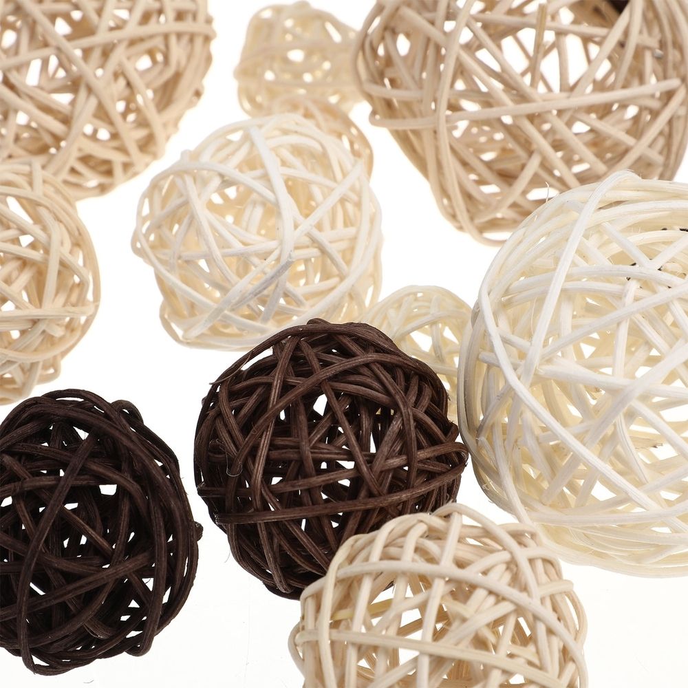 vine decor 24pcs Nature Wicker Rattan Decorative Orbs Vase Fillers Christmas Tree Ornaments Wedding Hanging,2.76"X2.76"X2.76