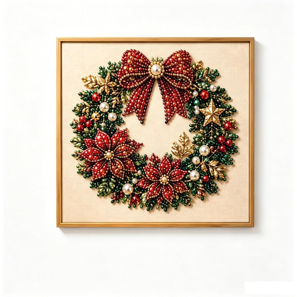 DIY Christmas Pearl Diamond Painting Art Kit with Frame, DIY 3D Pearl Art Craft Kit, Christmas Pearl Beads Art Craft for Adults Beginner, Gemstone Diamond Dots Beads for Home Wall Decor (G(Small))