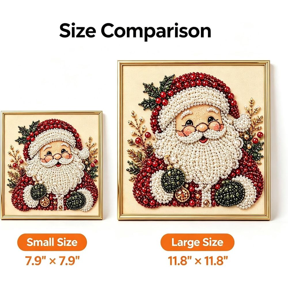 DIY Christmas Pearl Diamond Painting Art Kit with Frame, DIY 3D Pearl Art Craft Kit, Christmas Pearl Beads Art Craft for Adults Beginner, Gemstone Diamond Dots Beads for Home Wall Decor (G(Small))