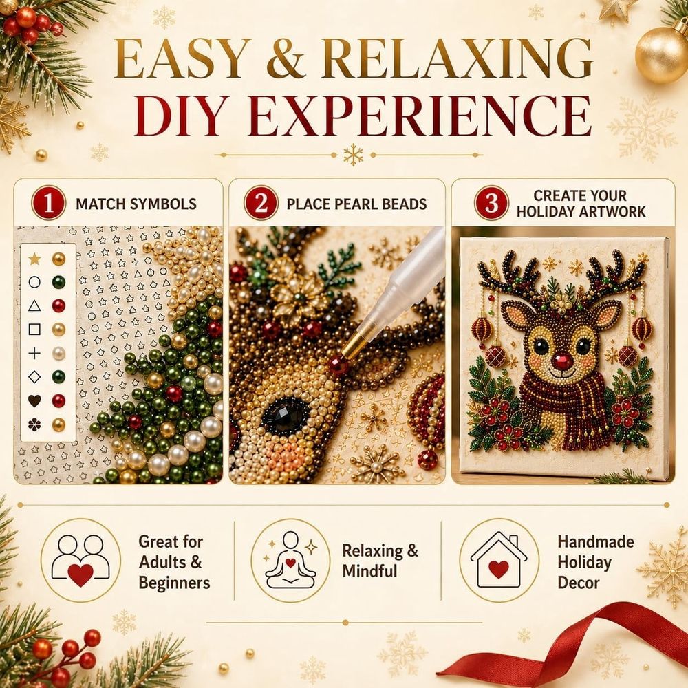 Christmas Pearl Art Kits for Adults, New Christmas Diamond Art, Home Wall Decor Art Craft Kit, Gemstone Diamond Dots Beads for Home Decor Wall Art, Party Gift