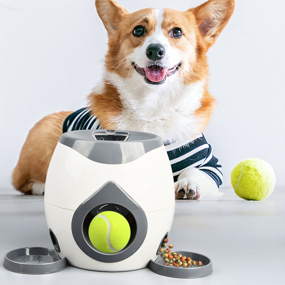 Automatic Ball Launcher for Dogs,Launch Distance Ball Launcher for Dogs,Moderate Leak Dog Ball Launcher,Dark Gray