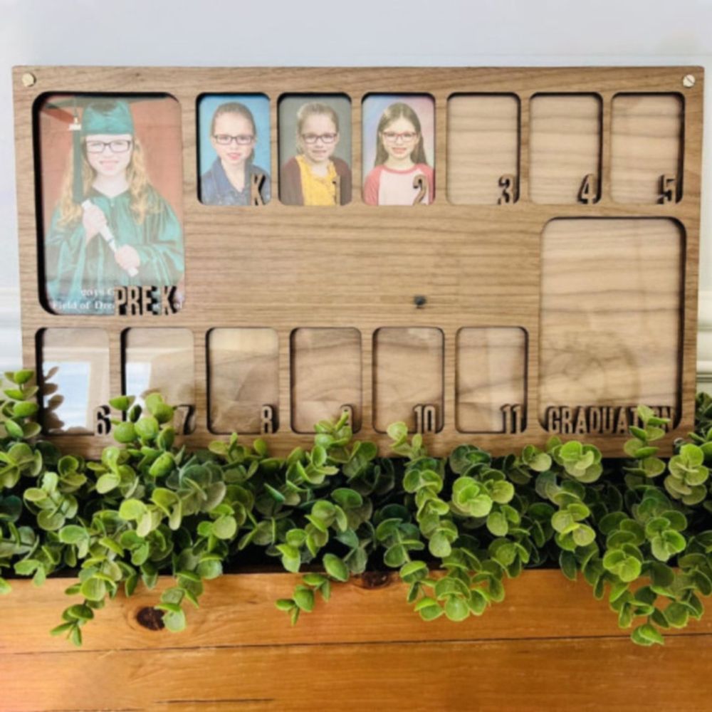 School Years Photo Frame,School Photo Frame,Pre-K To 12 Wooden School Years Picture Frame For 14 Photos,Pre-K To Graduation School Photo Frame,Graduation Keepsake For Graduation Gifts(B)