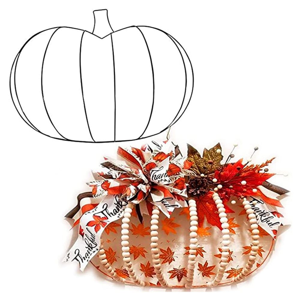 Garden Pumpkin Garland Metal Pack,Wire Wreath Frame,Autumn Pumpkin Shaped Metal Wreath,Large Metal Pumpkin Wreath Frame - Rustic Diy Thanksgiving Decor For Front Door(4Pc)
