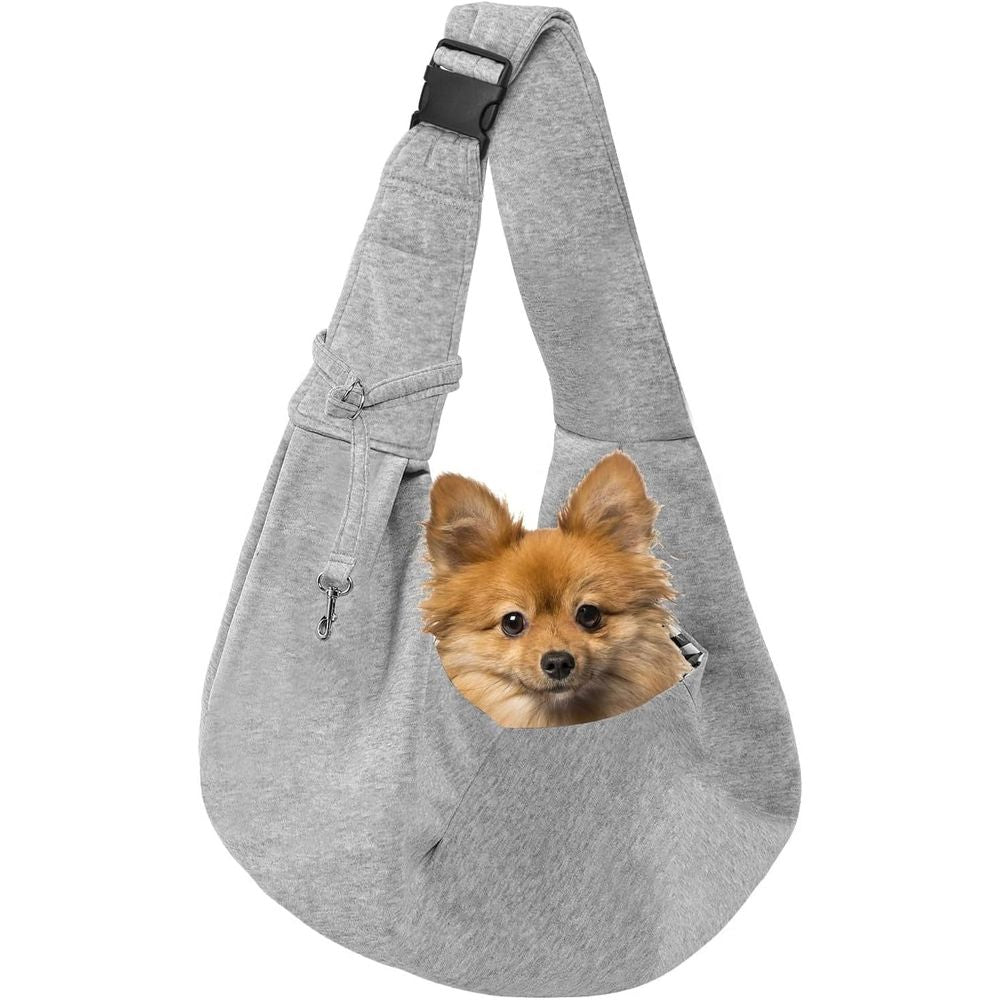 Dog Carrier Sling for Small Dogs and Cats(0 to 12 lbs), Puppy Sling Carrier with Adjustable Strap, Travel Safety Harness, Hands-Free Pet Carring Holder Travel Bag for Outdoor, Gray