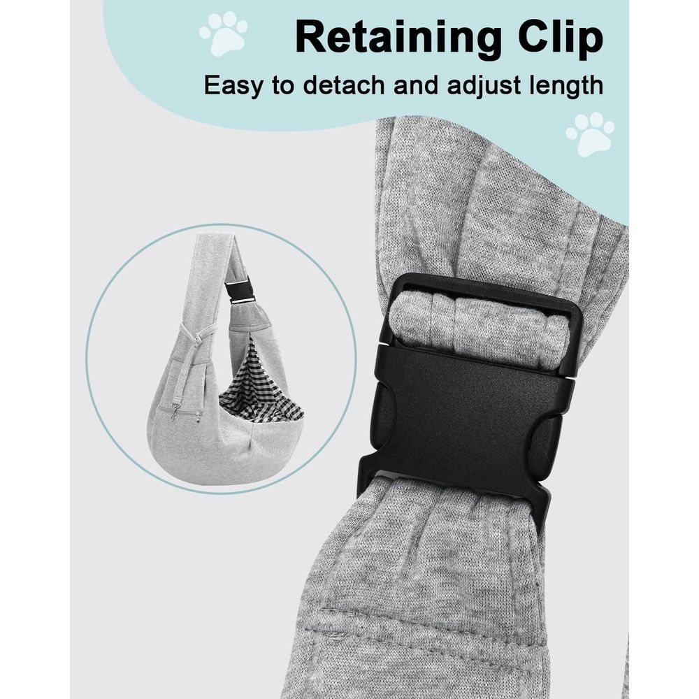 Dog Carrier Sling for Small Dogs and Cats(0 to 12 lbs), Puppy Sling Carrier with Adjustable Strap, Travel Safety Harness, Hands-Free Pet Carring Holder Travel Bag for Outdoor, Gray