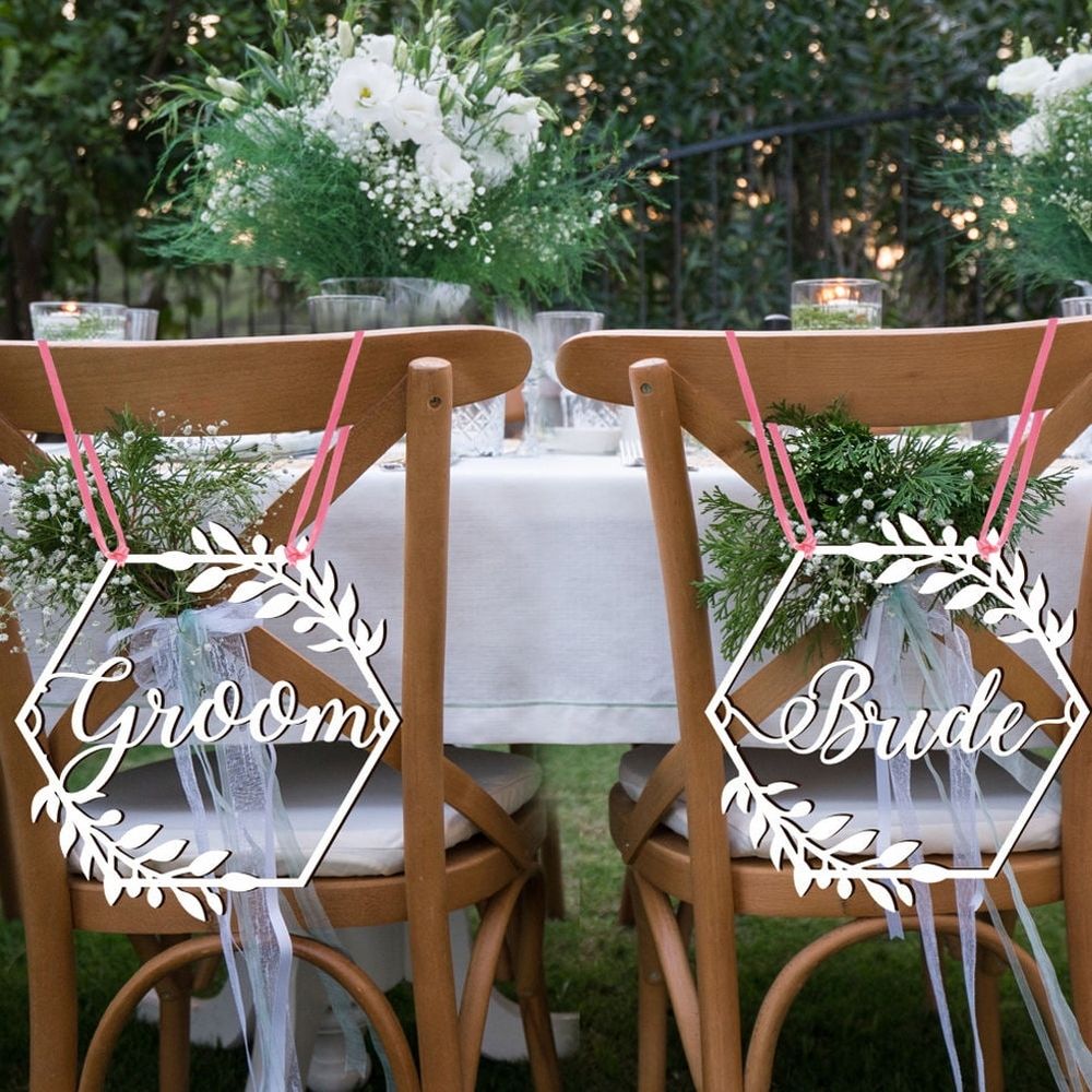 Wedding Chair Decorations White Wood Bohemian Country Weddings Bridal Shower 1Set