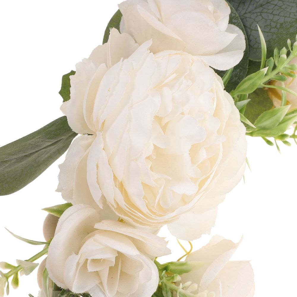 White Wood Beads Gar with Faux Flowers Rustic Valentine Wedding Home Decor