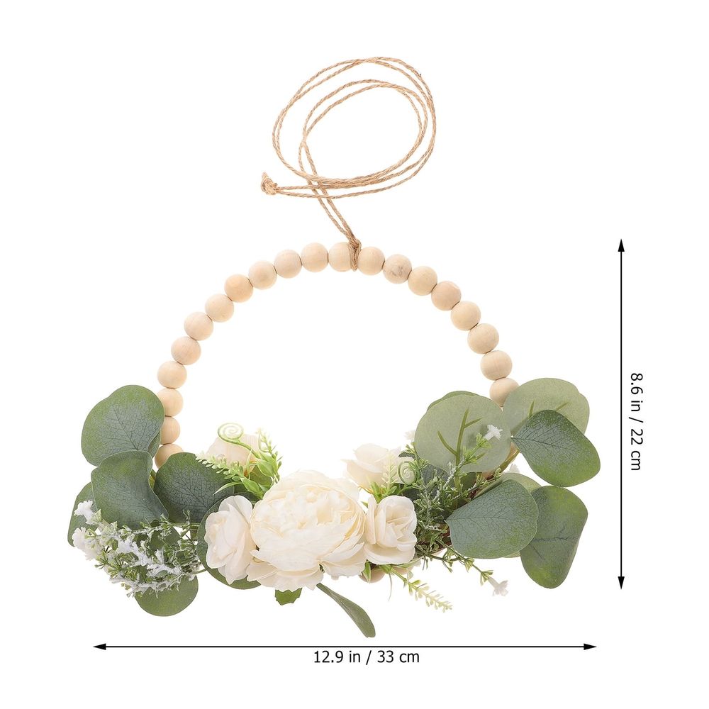 White Wood Beads Gar with Faux Flowers Rustic Valentine Wedding Home Decor