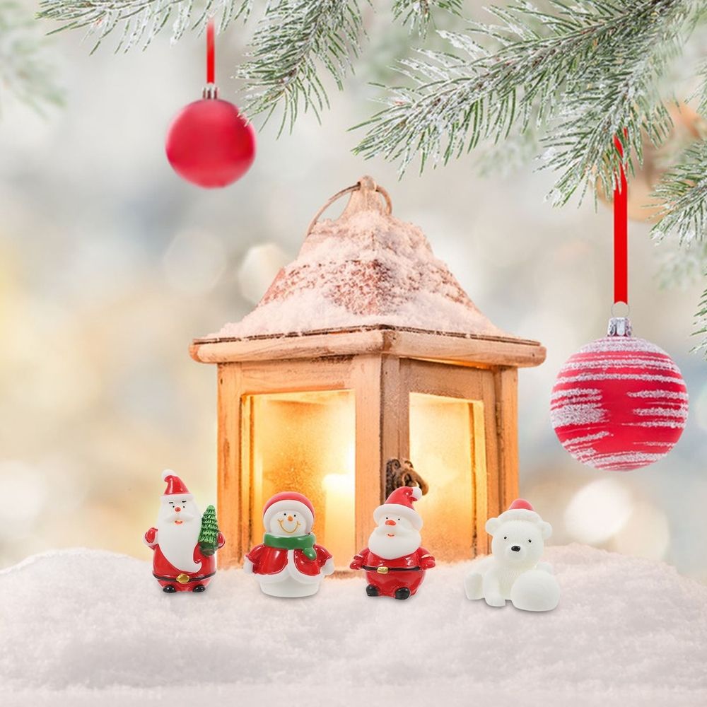 Red Resin Christmas Adornment - Versatile and Practical Decorative Figurines