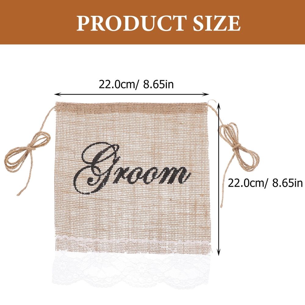 2pcs Hessian Chair Banner Wedding Decor Bride and Groom Rustic