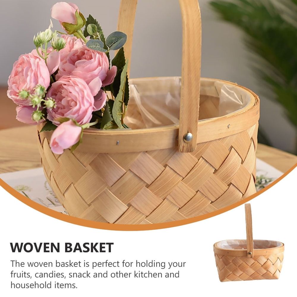 1Pc Handmade Chocolate Woven Basket for Storage Portable Flower and Sundries Organizer