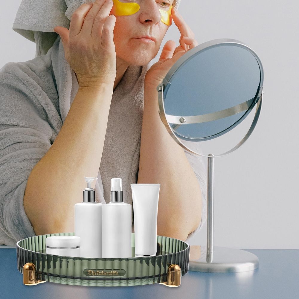 Round Rotating Organizer Tray for Home Rotating Tray in Green 1Set