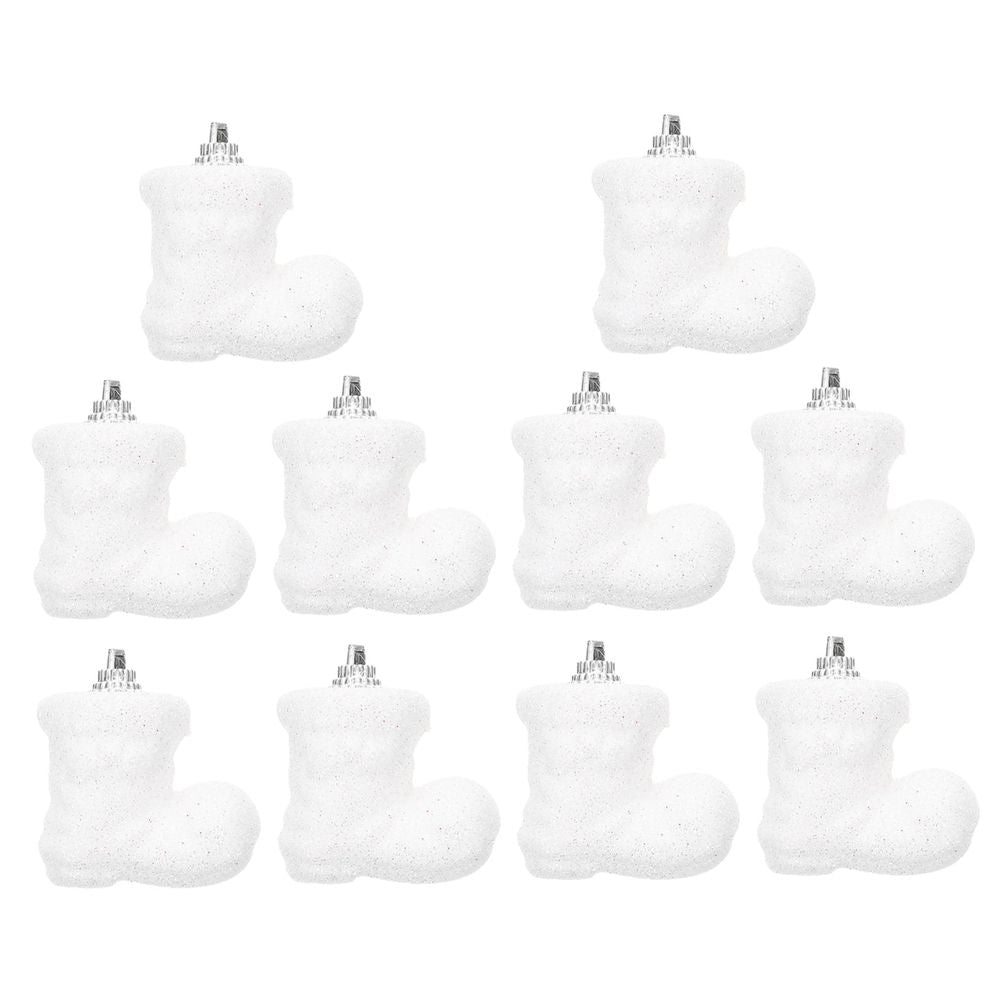 Lovely White Foam Boot-Shaped Pendants Christmas Home Decorations 10Pcs