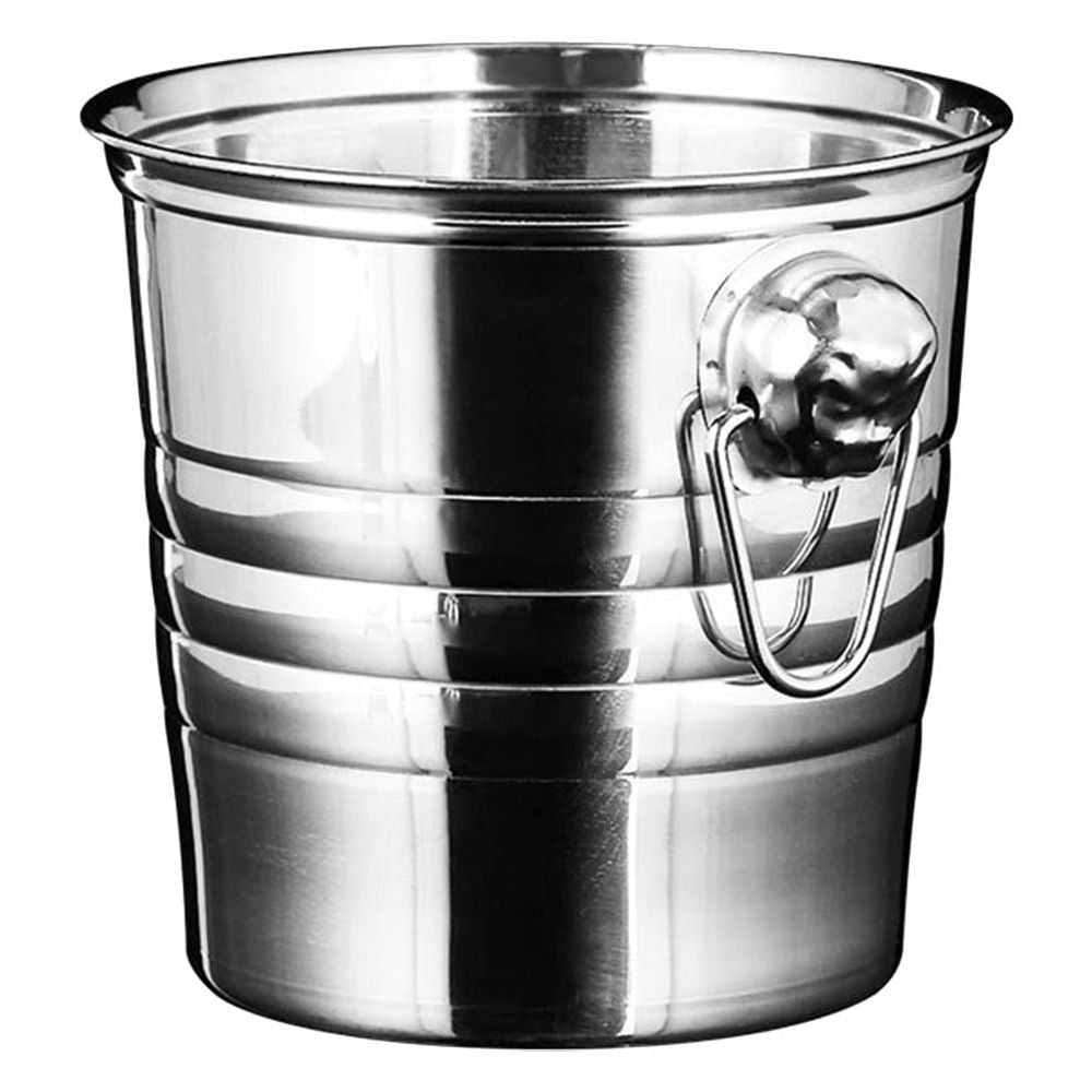Silver Stainless Steel Ice Bucket Double Handle for Bar Ktv Party Decor