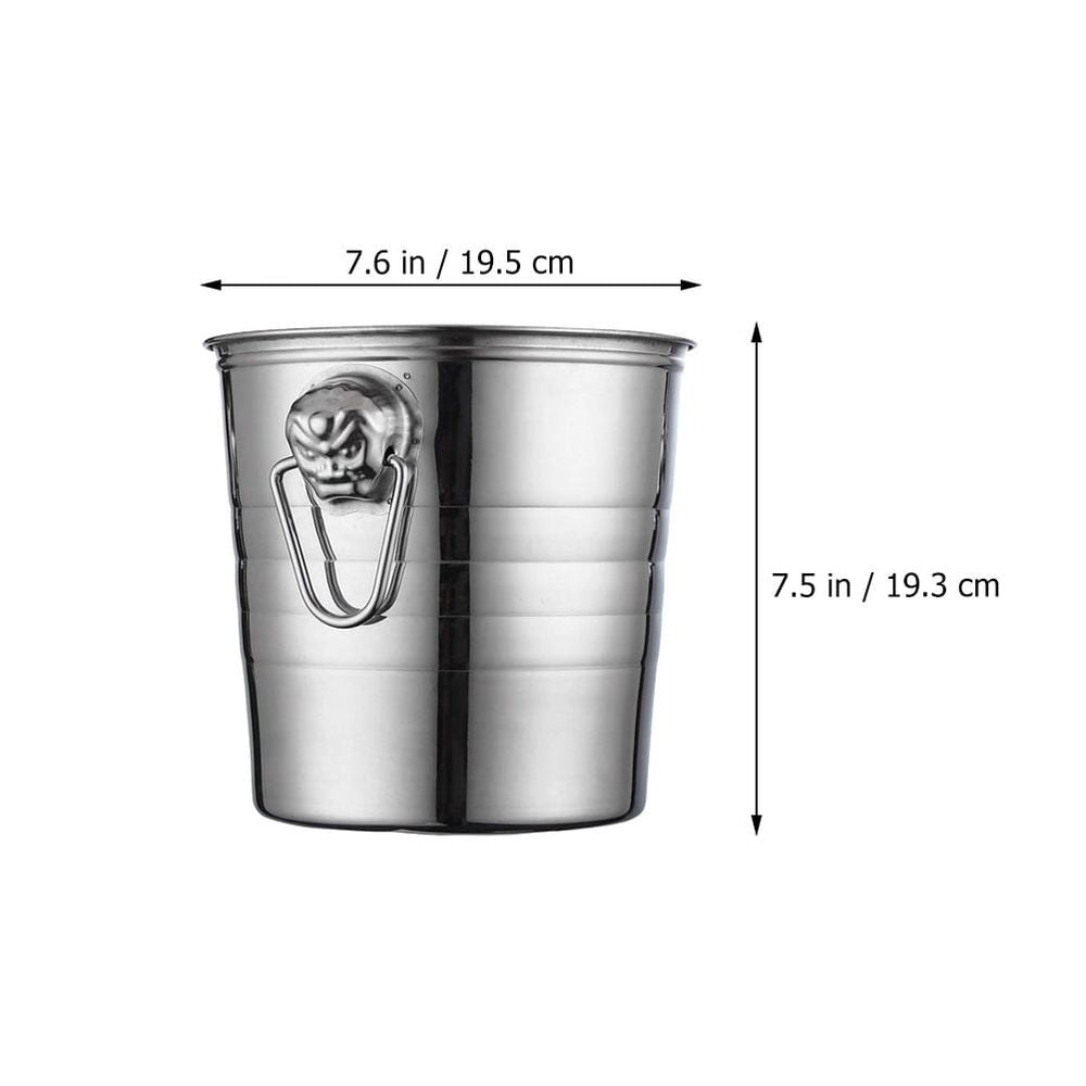 Silver Stainless Steel Ice Bucket Double Handle for Bar Ktv Party Decor