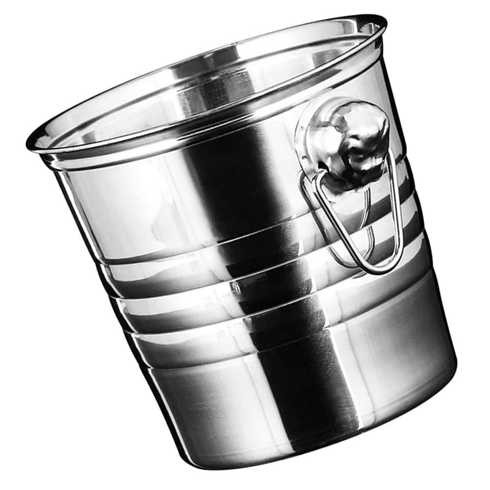 Silver Stainless Steel Ice Bucket Double Handle for Bar Ktv Party Decor