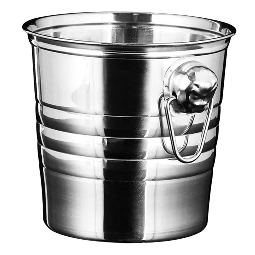 Silver Stainless Steel Ice Bucket Double Handle for Bar Ktv Party Decor