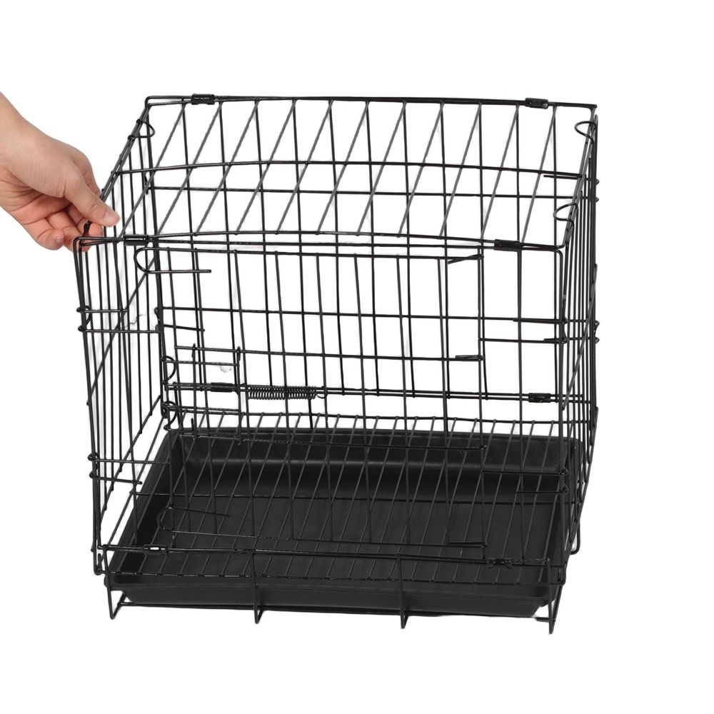 Black Folding Metal Wire Pet Crate Carrier for Small Dogs, Cats, – Portable Multipurpose Cage