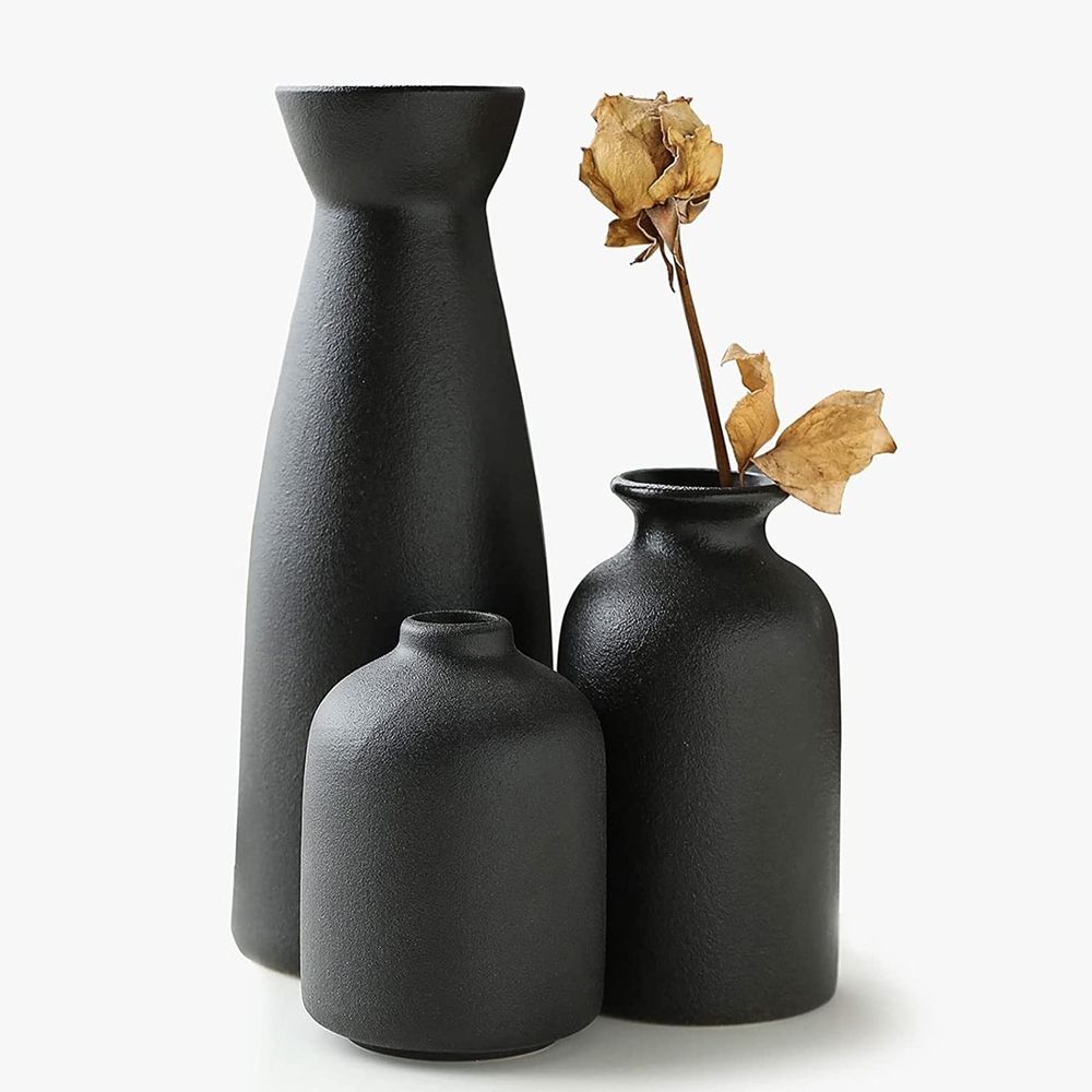 Flower Vase Promotion Sale! Ceramic Vase Set Decoration Household Living Room Flower Arrangement Modern Flower Apparatus Three Piece Set White Vase Decoration, Home Decor Sale Black
