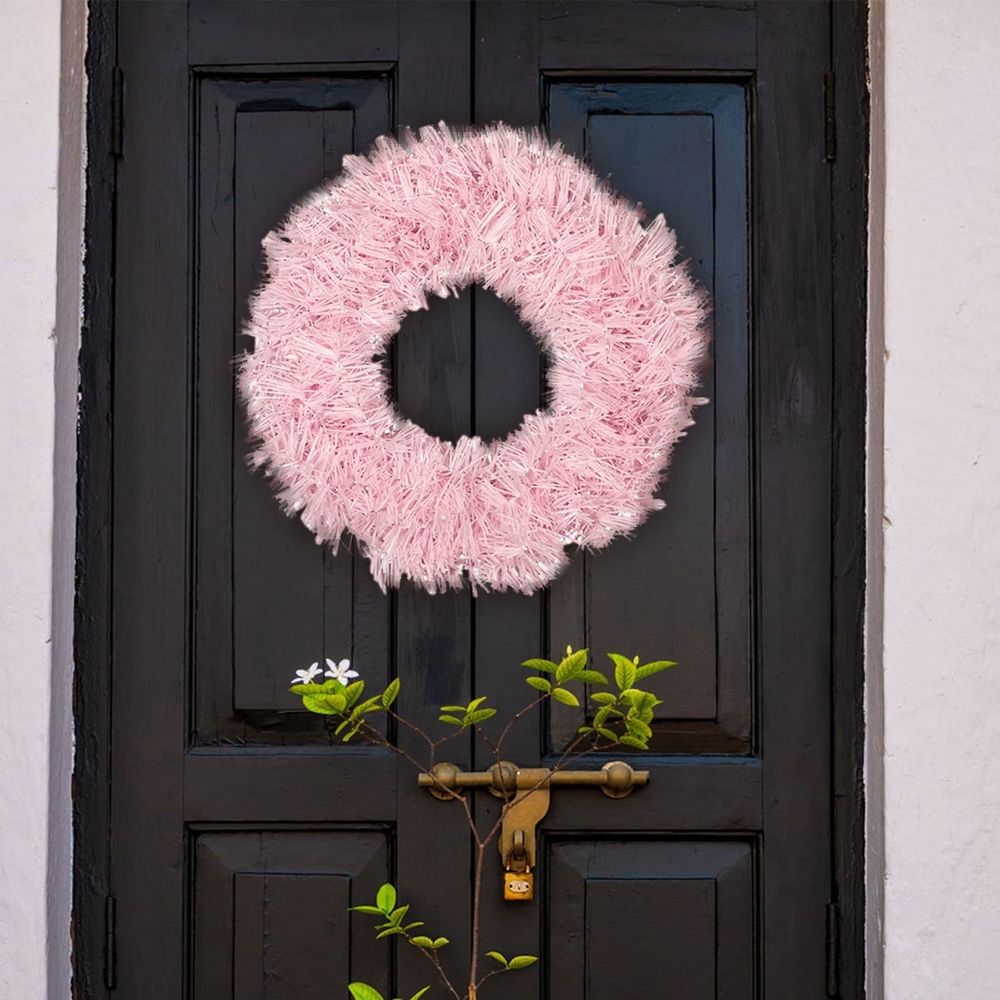 Wreath Wreath Christmas Wreaths for Front Door 18 Inch with Merry Christmas Sign Holiday Door Wreath Xmas Wreath for All Seasons Home Decor Pink