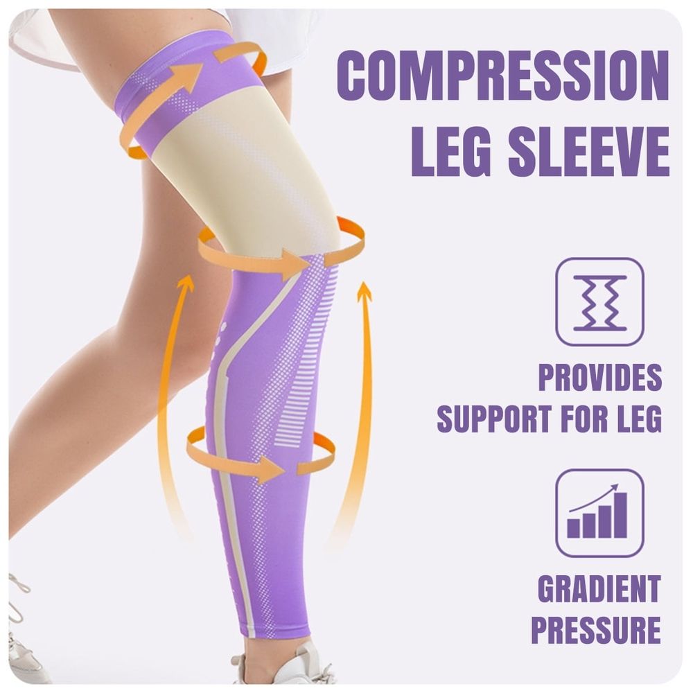 1 Pair Compression Leg Sleeve Long Knee Sleeve UV Protect Leg Sleeves Sports Cycling Leg Sleeves for Men Women Violet
