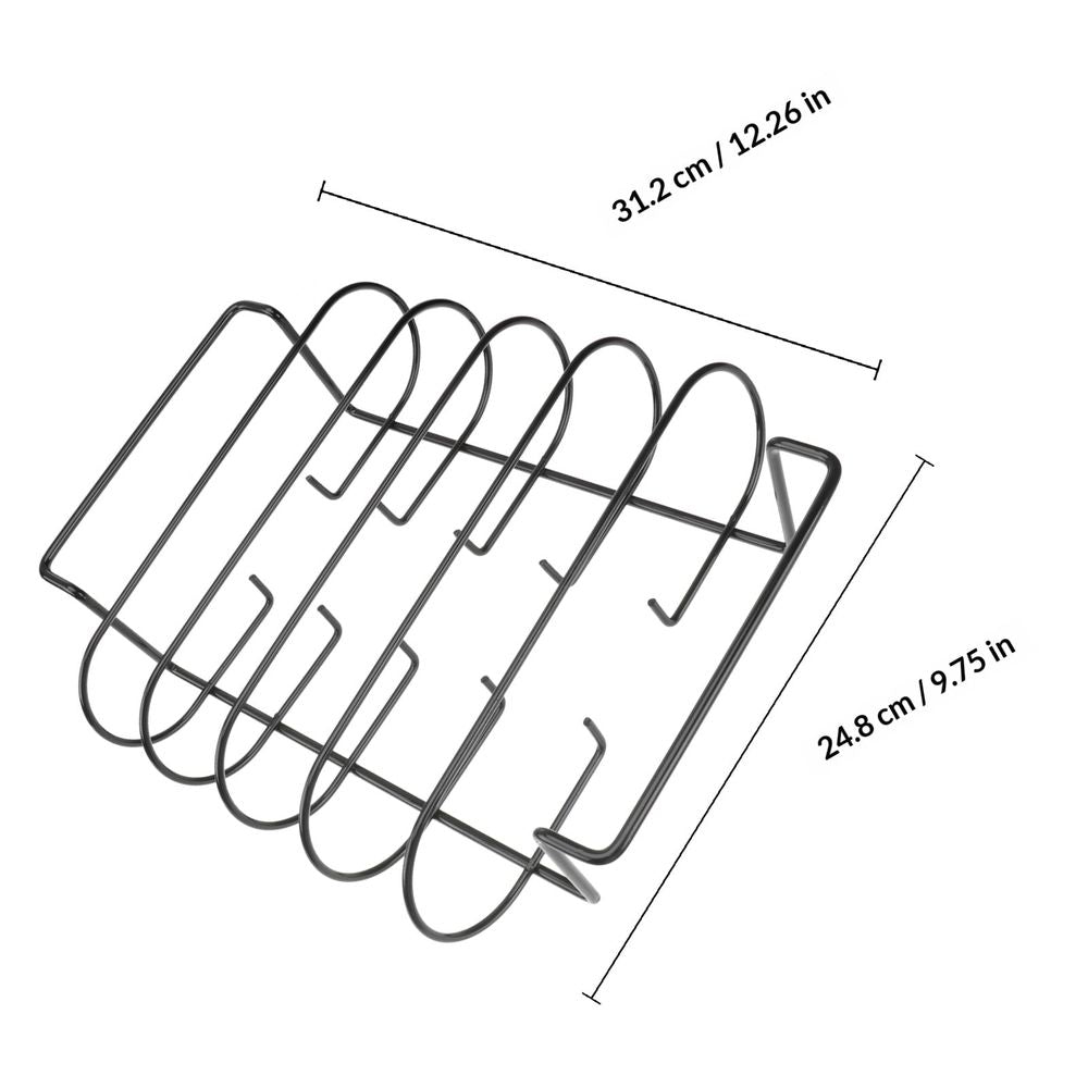 Black Rib Rack Grilling Shelf for Outdoor Barbecue, 1Pc Sturdy BBQ Cooking Accessory
