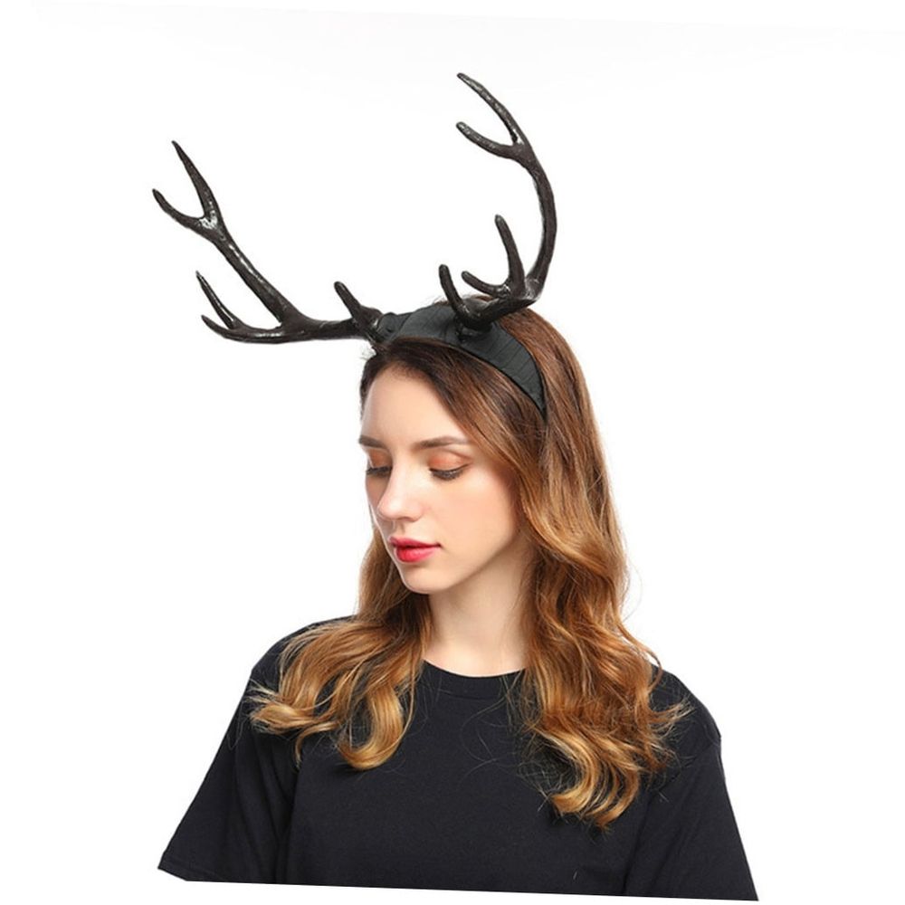 Black Deer Horns Headband Costume Accessory for Christmas Parties