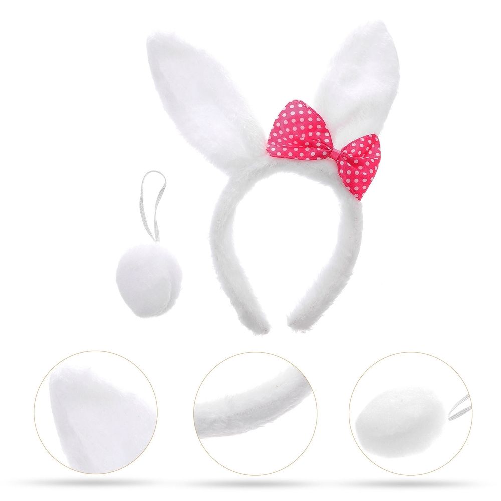 Bunny Rabbit Ear Headband and Tail Set 2 Pcs for Easter Party Costume