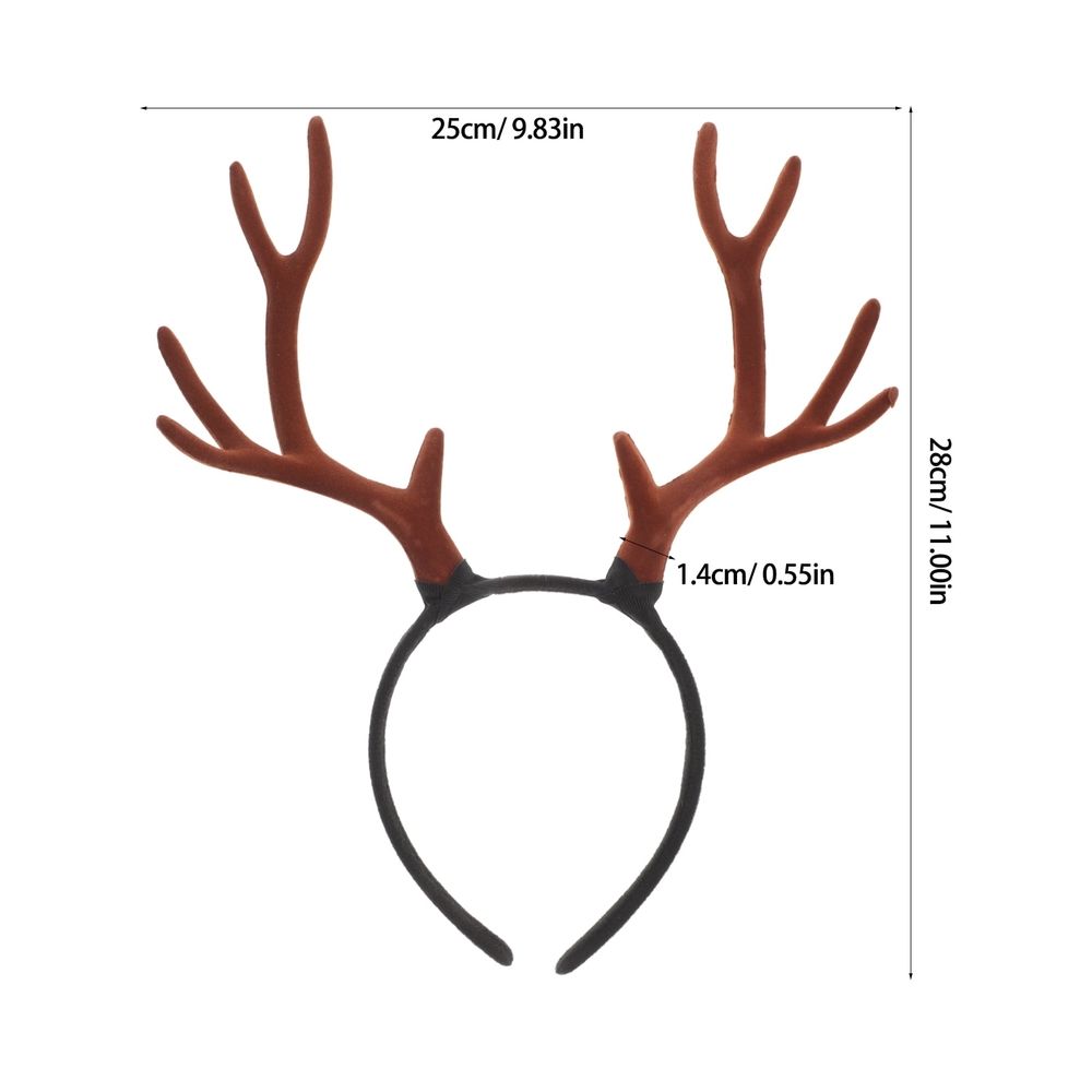 Deer Horn Headband, Fawn Antler Hair Hoop, Plastic Coffee Color, 1 Set for Christmas Party, Holiday Costume, Photo Props
