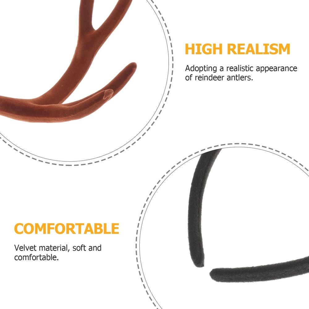 Deer Horn Headband, Fawn Antler Hair Hoop, Plastic Coffee Color, 1 Set for Christmas Party, Holiday Costume, Photo Props